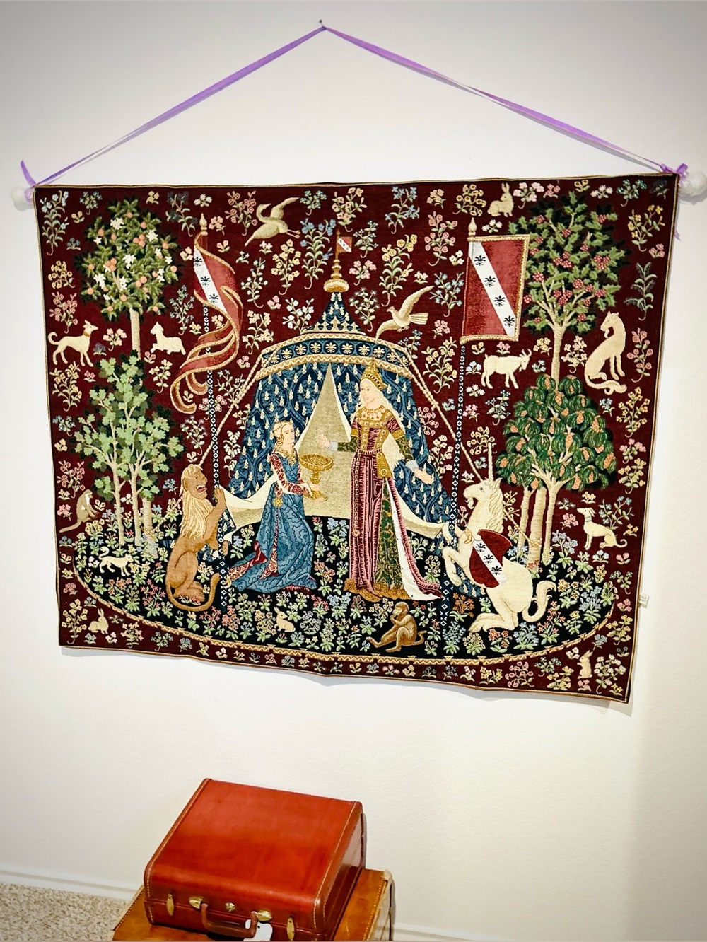 Dark Academia Tapestry Wall Hanging Mystical Unicorn Hogwarts Fairytale 40x52